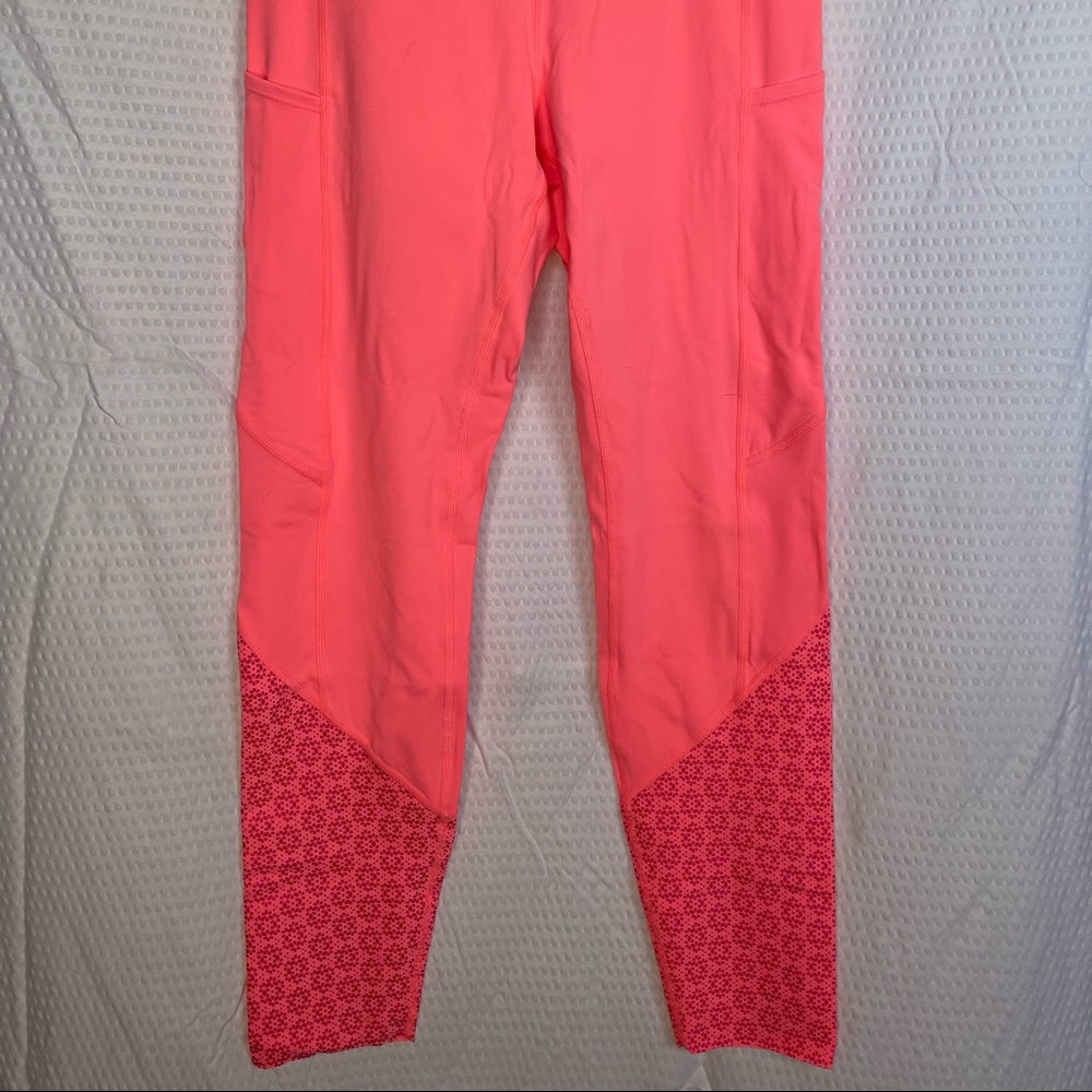 Neon Coral Flower Power Luxe Hi-Rise 7/8 24”